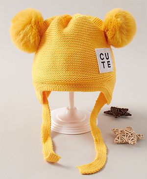 Babyhug Woolen  Cap Yellow - Diameter 14 cm