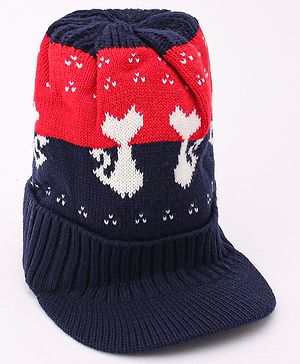 Babyhug Woollen Cap Blue - Diameter 44 cm (Stretchable)