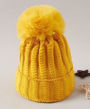 Babyhug Woollen Cap Yellow - Diameter 11.5 cm