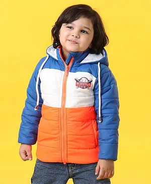 Babyhug Full Sleeves Hooded Jacket Homrun Embroidered - Orange