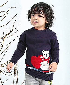 Babyhug Full Sleeves Sweater - Blue