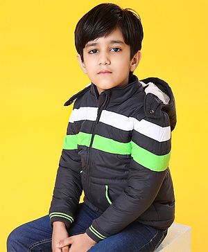 Babyhug Full Sleeves Jacket With Hood - Blue