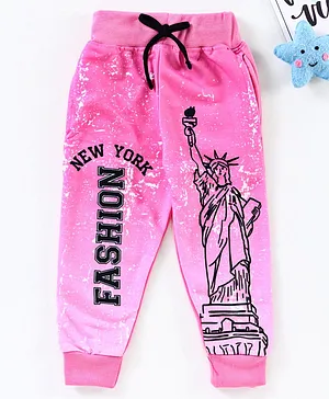 Eteenz Full Length Lounge Pant New York Fashion Print - Pink