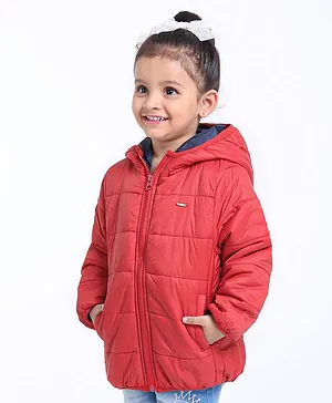 Babyoye Full Sleeves Hooded Padded Jacket - Red