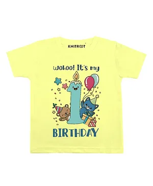 KNITROOT Half Sleeves Birthday Print Tee - Yellow