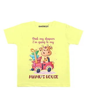 KNITROOT Half Sleeves Mamu's House Print Tee - Yellow