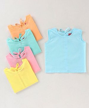 Babyhug Sleeveless 100% Cotton Jhabla Pack of 5 - Multicolor