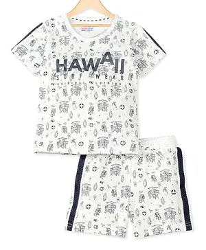 Young Birds Surf Wear Half Sleeves Tee With Shorts - White