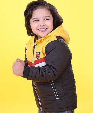 Babyhug Full Sleeves Front Open Sweater - Blue & Yellow