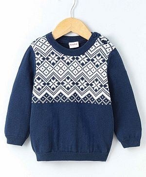 Babyhug Full Sleeves 100% Organic Pullover Sweater - Blue