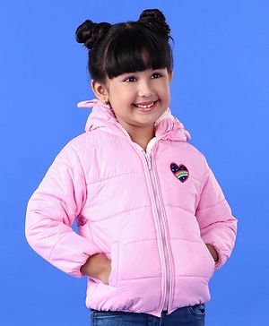 Babyhug Full Sleeves Hooded Padded Heart Patch - Pink