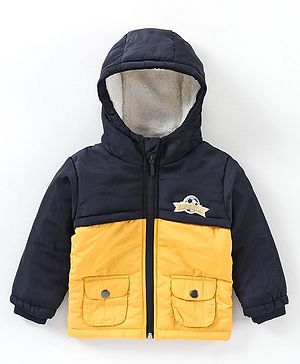 Babyhug Full Sleeves Jacket With Hood - YellowY