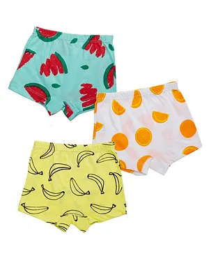 Plan B Pack Of 3 Fruits Printed Boxers - White Green Yellow