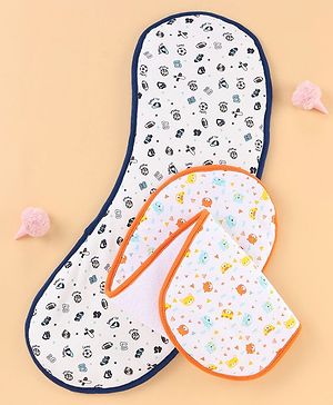 Babyhug Cotton Burp Cloths Multiprint Set of 2 - White