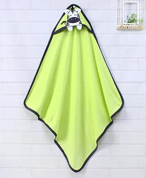 Babyhug Hooded Towel Zebra Applique - Green