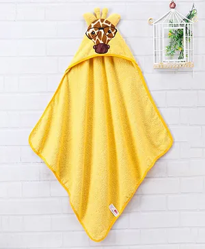 Babyhug Hooded Towel Giraffe Print - Yellow