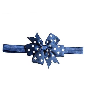 BABY Charm Dotted Bow Headband - Navy Blue