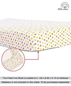 Babyhug Premium 100% Cotton Fitted Crib Sheet Polka Dots Regular - Multicolor