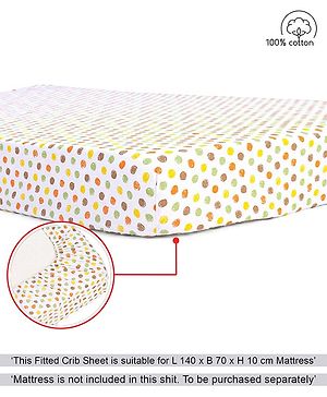 Babyhug Premium 100% Cotton Fitted Crib Sheet Polka Dots Large - Multicolor| Gentle on Babies Skin| Cozy Sleeping Environment| Versatile Use| 100% Cotton| Elastic Borders| Machine Washable