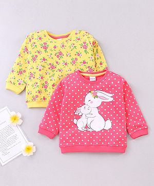 Babyhug Full Sleeves Sweatshirt Rabbit Print - Pink