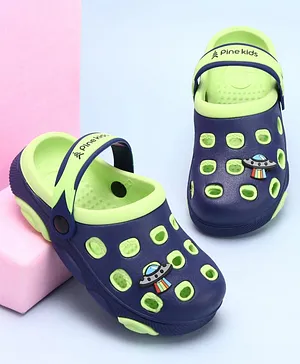 Pine Kids Clogs with Back Strap Closure &
                      UFO Applique - Navy Blue