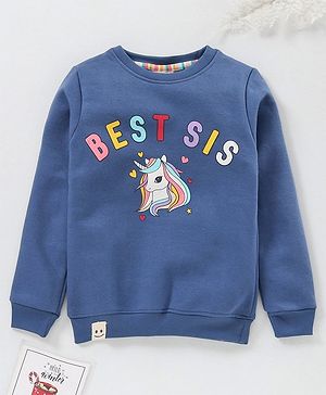 Ollypop Full Sleeves Printed Sweatshirt - Blue