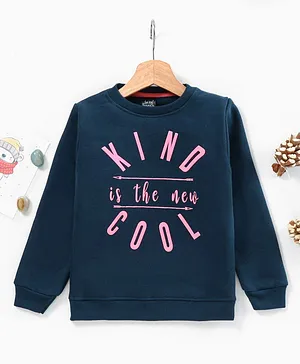 Lazy Bones Full Sleeves Sweatshirt Text Print - Blue
