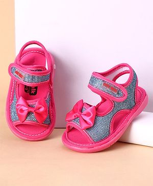 Cute Walk by Babyhug Sandals Bow Applique - Dark Pink