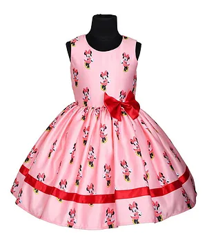 Indian Tutu Sleeveless Mickey Print Dress - Pink