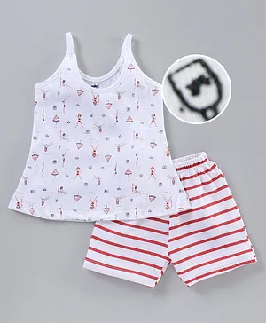 Simply Singlet Top & Stripe Shorts Multiprint - White Red