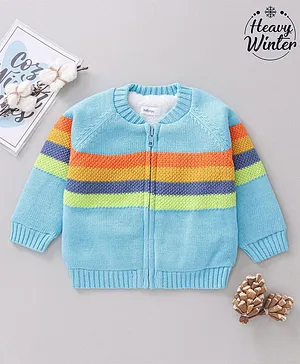 Babyoye Full Sleeves Sweater With Hood - Blue