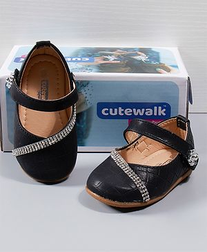 Cute Walk by Babyhug Sequin Embellished Booties - Black