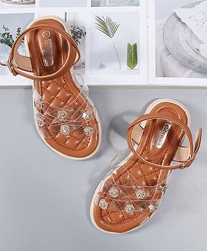 Cute Walk by Babyhug Party Wear Sandals - Brown