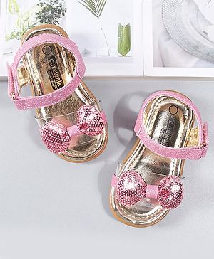 Cute Walk by Babyhug Party Wear Sandals Sequinned Bow Applique - Pink