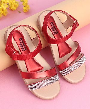 Cute Walk by Babyhug Sandals With Studded Band - Red