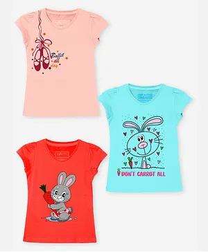 Naughty Ninos Short Sleeves Rabbit Printed Set Of 3 T-Shirt - Multi