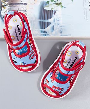 Cute Walk by Babyhug Sandals Vehicle Print - Red
