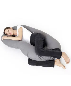 Momsyard C shaped Full Body Pregnancy And Maternity Pillow - Grey