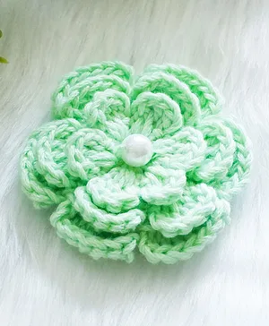 Bobbles & Scallops Layered Crochet Big Flower Alligator Clip - Light Green