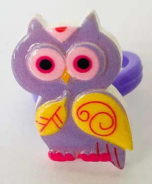 Bobbles & Scallops Resin Owl Ring - Purple