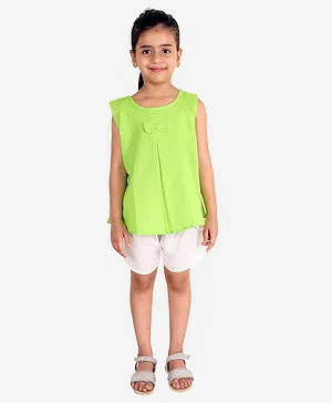 Buzzybee Sleeveless Bow Detailed Top With Shorts - Green