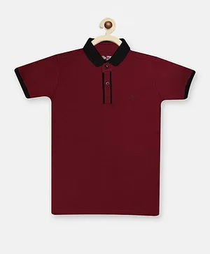 Chimprala Kids Polyester Half Sleeves Polo Collar Casual T-shirt - Maroon
