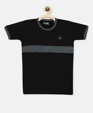 Chimprala Kids Half Sleeves Solid Color Casual T-Shirt - Black Dark Grey