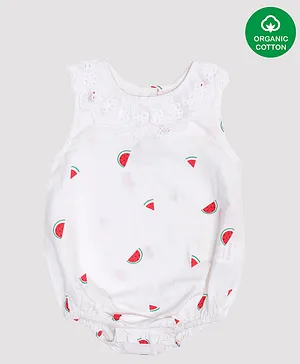 Nino Bambino Sleeveless 100% Organic Cotton Sleeveless Fruit Print Onesie - White
