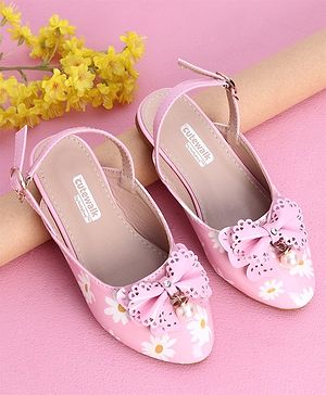 Cute Walk by Babyhug Party Wear Belly Shoes Bow Appliques - Pink