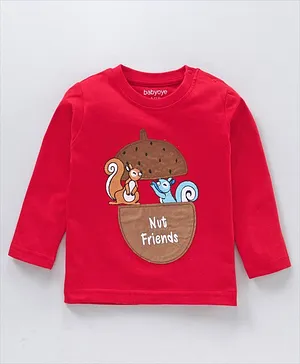 Babyoye  Full Sleeves Tee Squirrel Print - Red