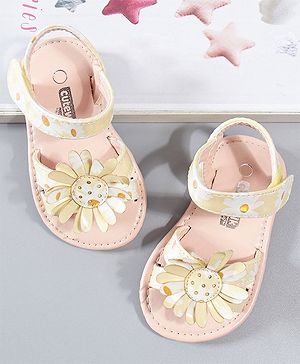 Cute Walk by Babyhug Sandals Floral Applique - Yellow
