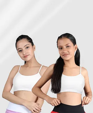 D'chica Pack of 2  Beginners Non Padded Non Wired Solid Bra  - White