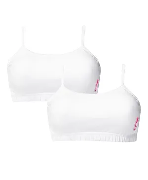 D'chica Pack of 2  Beginners Non Padded Non Wired Solid Bra  - White