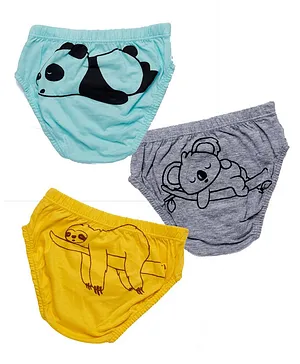 Plan B Pack Of 3 Polar Bear Print Panties - Grey Gold Aruba Blue